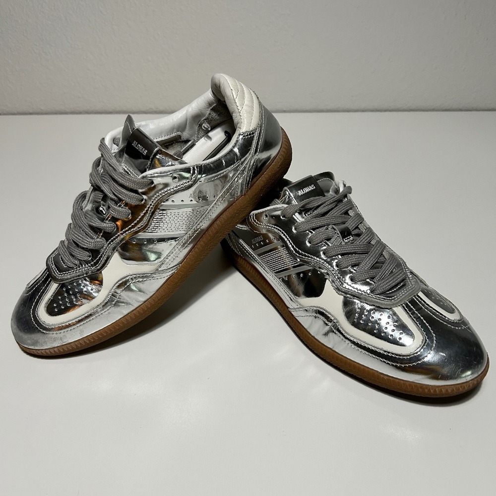 Alohas TB.490 Silver Metallic Leather Sneakers Womens 39 US 8-8.5 Gum Sole